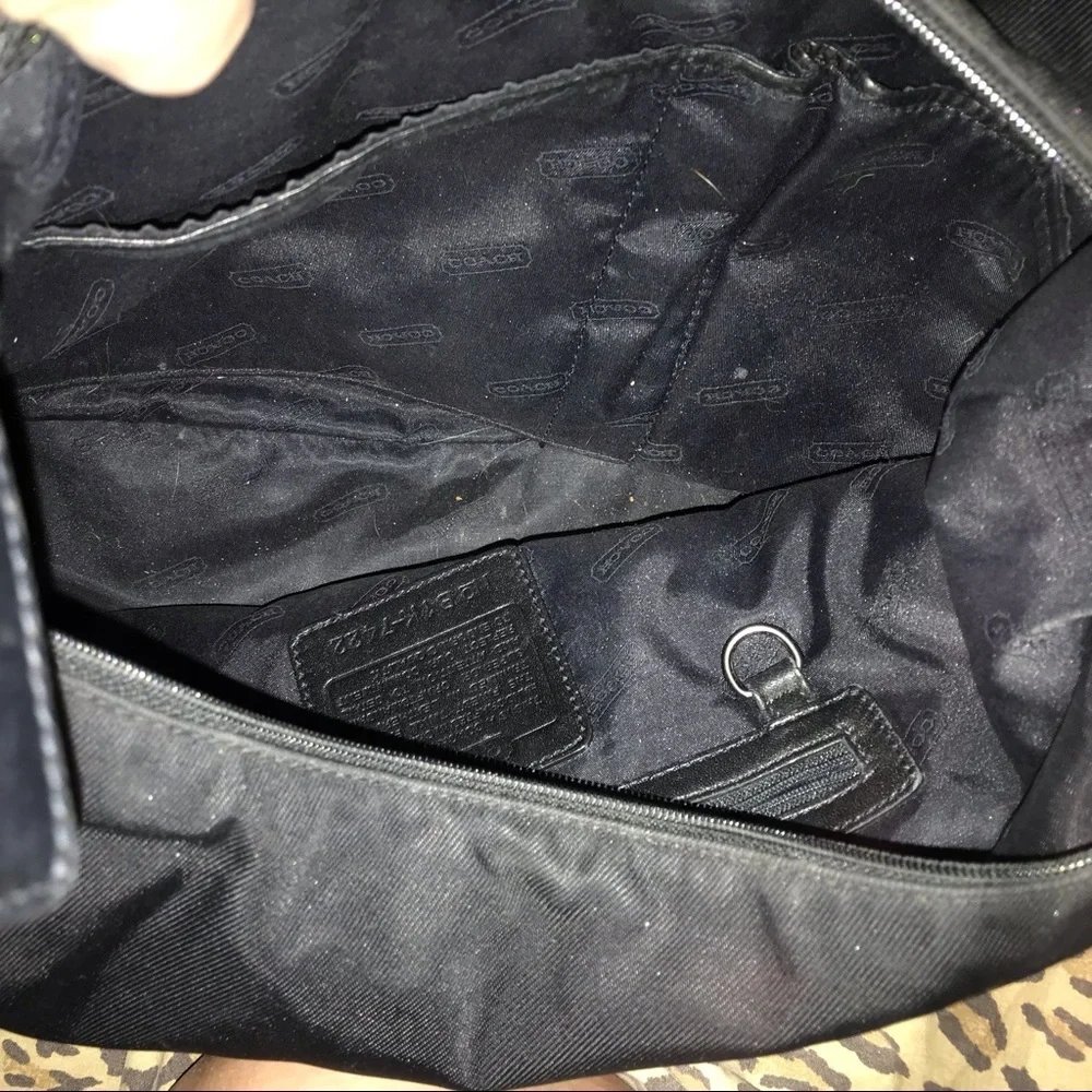 Coach black nylon leather shoulder bag removalable leather strap $$